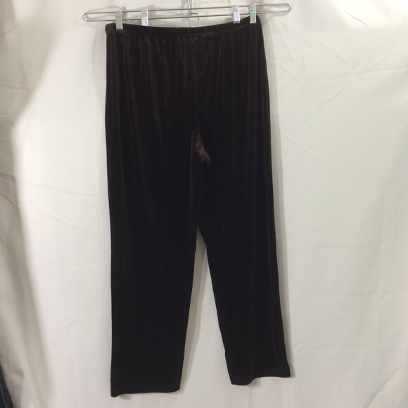 Coldwater Creek Velvet Pants Pull On Wide Leg Dark Brown No Pockets Size XL - Picture 2 of 4